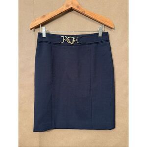 Scofield British Heritage Navy Mini Skirt with Large Gold Buckle *note